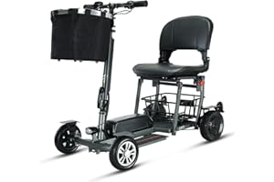 FREEJOYER Folding Electric Scooter for Seniors, Maximum 15 km/h, up to 25 km, Senior Mobility Scooter with Basket (Black, Battery 8AH)