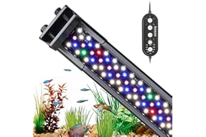 hygger Oświetlenie akwarium, oświetlenie akwarium 18 W 24/7 LED do zbiornika roślin 45-60 cm, pełne spektrum światło zbiornika rybnego z monitorem, 10 kolorów, regulowany timer, 3 tryby