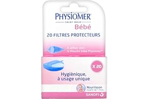 Physiomer Bébé - Dispositif médical - 20 filtres protecteurs jetables, hygiéniques et pratiques - Mouche Bébé Physiomer - Nez qui coule – Rhume – Rhinopharyngite - Facilite l’élimination du mucus