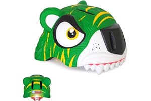 Crazy Safety Casco per Bici per Bambini | Casco per Bambini 2-7 Anni, Ideale per Bicicletta, Skateboard, Monopattino, Pattini a Rotelle | Caschetto da Bici 3D Regolabile 49-55 cm (Tigre Arancione)