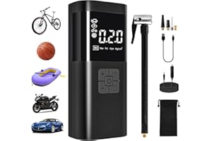 FAYIBUY Mini Elektrische Luftpumpe, Tragbar Fahrradpumpe mit 6000mAh Akku 150PSI Elektrischer Kompressor mit LCD-Bildschirm, 4 Modi für Auto, Fahrrad, Bälle Als Taschenlampe und Powerbank