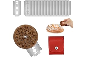 RHHGHY Couteau Pain Ronde, Lame Boulanger pour Pain, Couteau à Inciser, Couteau à GâTeau, avec 15 Acier Inoxydable Lames, pour Outils de Cuisson Pâte à Pain DIY