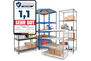 ‎KARAT KARAT Schwerlastregale für Garage, Keller, Werkstatt - Steckregal - Weitspannregal - Lagerregal - Kellerregal - Eckregal - Reifenregal - Gitterregal (Blau-Orange, 160 x 150 x 80 cm)