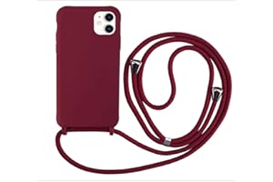 MEVIS MEIVS Funda Compatible con iPhone 11, Ajustable Collar Correa de Cuello CordónCarcasa de Silicona- Rojo