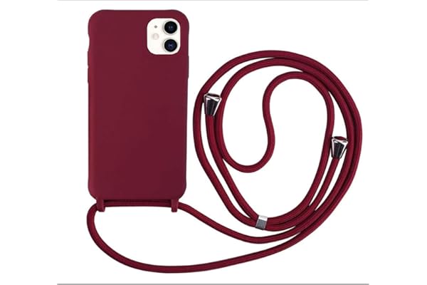 Mevis Coque Compatible avec iPhone 11, Coque de téléphone en Silicone TPU avec Cordon - Rouge