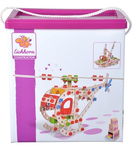 Eichhorn Constructor Escavatore – Set Da Costruzione In Legno Di Faggio FSC, 180 Pezzi, 5 Modelli, Giocattolo Educativo Dai 6 Anni, Made In Germany - 4