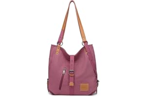 KONO Damska torba płócienna na ramię, antykradzieżowa, podróżna, modyfikowalna, 3 w 1, crossbody, vintage, tornister, dla dziewczyny, modna, dla kobiet, torebka, na co dzień, na uczelnię, L