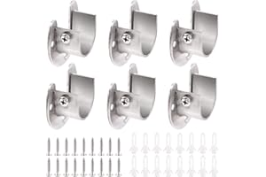 Tanstic 48Pcs Stainless Steel Closet Rod End Supports, 1 Inch/25mm U-Shaped Closet Pole Sockets, Heavy Duty Flange Rod Holder, Wardrobe Closet Rod Bracket with Screws Anchors