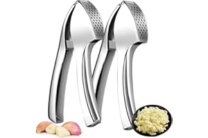 Omtofo 2 sztuki Praska do Czosnku Najwyższej Jakości, Łatwy w Czyszczeniu Wyciskacz do Czosnku, Mielarka do czosnku, Rozdrabniacz do imbiru, obieraczka, Wytrzymała praska do czosnku