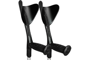 HEALTH MEDICAL FAB Stampelle Ortopediche Regolabili in altezza (2 unità) Ultraleggere, Stampelle Canadesi, Stampelle antiscivolo (NERO)