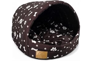 Odolplusz buda, legowisko dla psa, jaskinia, domek dla psa, rozm. S/M (S - 34 x 40 x 39 cm, brązowa, z motywem)