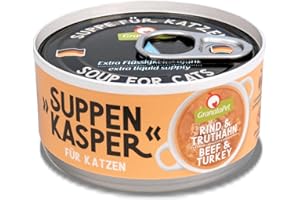 GranataPet Sopa de Ternera y Pavo para gatos, Sopa contra el Hambre, golosinas para hidratación Extra, Comida para gatos sin Cereales y sin azúcares, 12 x 70 g
