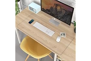 YURO Almohadilla de escritorio de PVC transparente, 50 x 30 cm, antideslizante, impermeable, para escritorio, teclado, mouse, laptop, protector con borde redondo