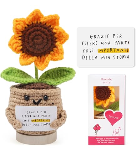 Tulipano Portafortuna TOYMIS Lavorato A Maglia – Peluche Portachiavi Con Messaggio Di Incoraggiamento – Alto 12 Cm – Regalo Positivo Per Amici E Parenti