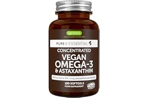 IGENNUS HEALTHCARE NUTRITION Omega 3 Vegano con Astaxantina, 1344 mg de Aceite de Algas (DHA + EPA 600 mg), 180 cápsulas blandas, de Igennus