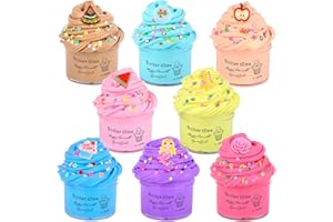 JAMDESDW 8 Pack Fluffy Butter Slime Kit, Scented Slime Party Favors for Girls and Boys, DIY Putty Slime Toys for Kids, Soft Stretchy & Non-Sticky, Cute Stuff for Girls