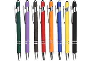 hocadon 8 Piezas Lápiz Stylus Capacitivo Universal, 2 en 1 Bolígrafo Universal, Puntero Movil Tactil para Todos los Dispositivos de Pantalla Táctil, 8 Colores(1.0 mm)