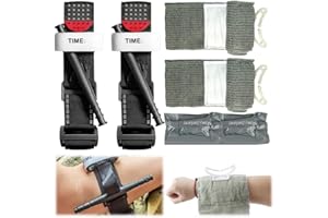 Mineup 2 Pezzi Tourniquet, 2 Pezzi 6 Pollici Benda Israeliana, Lacci Emostatici Tattic, Attrezzatura Tattica di Emergenza Adatto Escursioni, Alpinismo, Campeggio