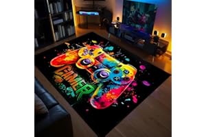 PEIHUODAN Gaming-Teppich Für Jugendzimmer Jungen Kinder, Coole Gamer Teppiche Mit Gamepads Pc Controller Motiv Design, Rutschfeste Teppich Für Kinderzimmer, Dekoration Für Gaming-Zimmer (Colour 2,120x160cm)