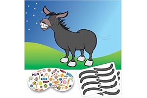 NIMVONA Pin the Tail Party Game Donkey Poster Game Donkey Tail Game Stickers Suitable for Girls Birthday Party Supplies Wall Decorations School Party Home Accessories (Pack of 1)