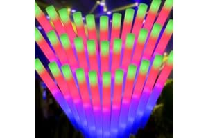 TAOTUO 56pcs LED Foam Glow Sticks Foam Sticks Glow Batons, Multi-modes Color LED Strobe Stick for Party, Concert,Event, New Years Eve, Birthdays,Weddings,Music Festival