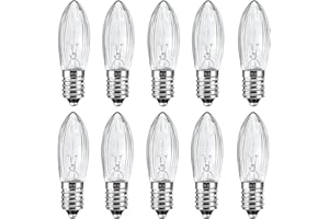 CALDARAX 10 Pezzi Lampadine Candele E10 12V 3W, Candele Superiori Lampadine di Ricambio, Bianca Calda 2700K, 30LM, per Piramidi di Natale, Lucine, Archi Luminosi, Albero di Natale Catena Leggera