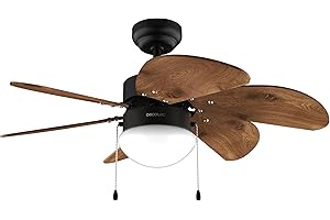 ‎CECOTEC Cecotec EnergySilence Aero 365 Black&Wood Deckenventilator mit Licht 50W, Durchmesser 36" (92cm), 3 Geschwindigkeiten, 6 umschaltbare Flügel, Winter-Sommer-Modus, Einzelgebrauch, Kettenschalter