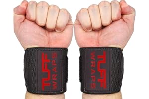 Tuff Wraps - 16" Gym Wrist Straps - Black Modern - Nylon - Wrist Straps - Powerlifting, Weightlifting and Bench Press Support - Fitness Accessories