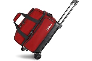 Goloni Bowlingtasche mit 2 Rollen und großem separatem Schuhfach für Bowlingschuhe (bis US-Herrengröße 48), einziehbarer Griff, ausziehbar auf 101,6 cm