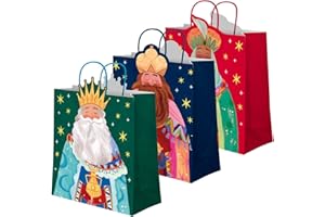 OH YEAH - 3 Bolsas Regalo Reyes Magos - 26 x 10 x 32 cm - 3 Diseños Variados - Regalo para Navidad - Bolsas para Regalos Temático Reyes Magos - Detalles Personalizados - REGALO ÚNICO