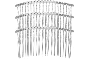 FRCOLOR 3 Pack 20 Teeth Metal Hair Combs for Women, Bridal Wedding Veil Combs, Diy Craft Hair Accessories