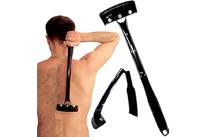 ‎SMARTB Rückenrasierer für Männer (DIY) – Faltbarer & Körper-Haarschneider für nasses oder trockenes Rückenhaar, ergonomischer Griff, doppelseitige Rasierklingen, inkl. Ersatzklingen