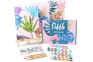 Dabble Paint by Numbers Kits – Set of 3 Paint by Numbers for Adults Beginners with Canvas Frame, Painting Kits for Adults, Flowers Designs