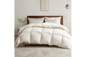 BPC Kołdra puchowa średnia 240x260, kołdra całoroczna | 100% bawełna organiczna, wypełnienie z puchu gęsiego, kołdra zgodna z normami Oeko-Tex i RDS, 240x260 cm, kość słoniowa biała