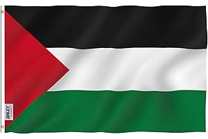 Anley Fly Breeze Bandera Palestina de 3x5 pies - Color Vivo y Resistente a la decoloración UV - Encabezado de Lona y Doble Cosido - Banderas palestinas Poliéster con Ojales de latón 3 X 5 pies