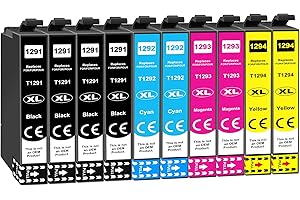 JHAAN 129XL wkład atramentowy kompatybilny z Epson T1291 T1292 T1293 T1294 do Workforce WF3520 Stylus SX235w SX435w sx445w Stylus Office bx635fwd bx320fw bx305f bx305fw bx625fwd bx525wd opakowanie 10 sztuk