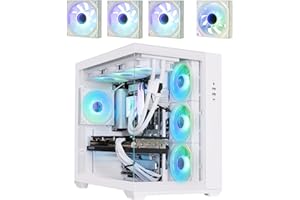 BitFenix AL118 High Airflow Dual Chamber PC Gaming Case White 4ARGB - Compatible con placa base de conexión inversa, 4 ventiladores Infinity Mirroring ARGB (3X Reverse)-360 mm AIO/GPU 400 mm Support
