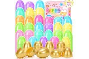 SevenQ Plastic Easter Eggs Fillable, 100Pcs Empty Colorful for Easter Basket Stuffers, Easter Gifts for Kids Party Favors Candy Filled Pinata Treasure Box Toys Classroom Goodie Bags Egg Hunt Supplies