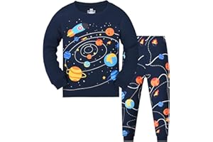 Garsumiss Pijamas para Niño Dos Piezas Pijama de Dinosaurio Manga Larga Invierno Pijama 2-9 Años