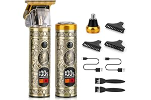 PIPPIXIA Beard Trimmer Men,Mini Hair Clippers for Men with LCD Display 3 in 1 Cordless Rechargeable Mini Nose Hair Trimmer Shaver Set for Barbers and Home,USB Zero Gapped T Blade Hair Cutting Kit,Gift for Men