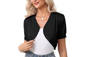 Gyabnw Bolero Elegante Donna Coprispalle Donna Casual Cardigan Lavorato Estivo a Maglia Cava a Maniche Corte