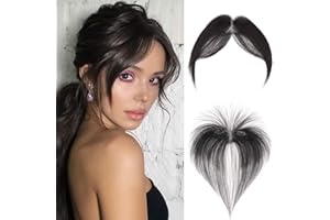 MY-LADY Topper Clip-in con Riga Centrale - Frangia in Capelli Umani 100% Remy, Posticcio Monopezzo per Donne (Nero naturale)