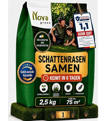 Dehner Rasen-Saatgut, Schattenrasen, 0.62 kg, für ca. 25 qm, Grün Garten