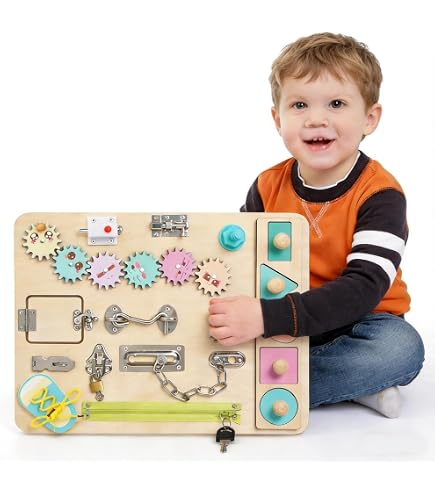 Mamabrum Tavola Sensoriale XL In Legno A Tema Spazio, Gioco Educativo Per Bambini 18+ Mesi, Con Ruote E Labirinto
