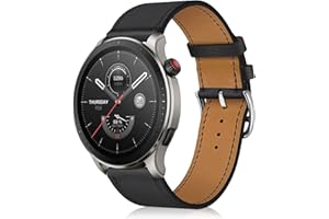 LanQii Skórzany pasek 22 mm, kompatybilny z Amazfit GTR 4 GTR 3 Pro / GTR 3, zapasowy pasek do Huawei Watch GT 3 / GT 3 Pro / Garmin Forerunner 255 / Vivoactive 4 / Venu 2 (czarny)