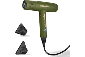 MD LONDON. mdlondon Blow Professional Hair Dryer (Olive Green), Lightweight Hairdryer (360g), 1600W Hairdryers for Women and Men with 3M Cable and 3 Heats/Speeds - Genuine mdlondon Hair Dryers & Accessories