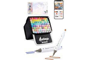 AEDAGA 80 Colours Alcohol Markers with Free App, Chisel and Fine Tips Alcohol Pens with Kickstand Case for Adults, Drawing Markers for Anime Manga Drawing and Sketching