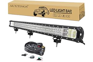 AUXTINGS 114 cm 45 pollici 612W Barra luminosa a LED Tripla fila Spot Flood Fascio combinato Luci fuoristrada Faro da lavoro impermeabile con cablaggio per camion SUV ATV UTV Luci per barche,12V 24V
