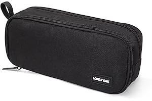 Lonely Oak Grande Trousse Scolaire, Étui à Crayons de Couleur Capacité Extra Large à Fermeture Fluide, Trousse en Tissu with Compartiment Supplémentaire pour Fille & Garcon(Noir)