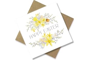 Punkcards - Happy Easter Card - Easter Wishes Greeting Card - Watercolour floral - Religious Easter Faith - For Friend or Family